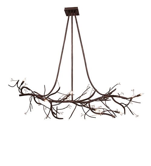 Meyda Lighting Winter Solstice 60" 11-Light Mahogany Bronze Island Chandelier With Clear Tulip Shade Glass