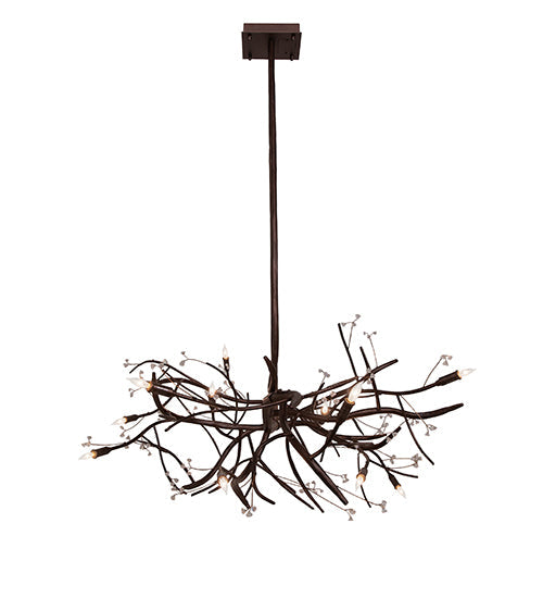 Meyda Lighting Winter Solstice 60" 11-Light Mahogany Bronze Island Chandelier With Clear Tulip Shade Glass