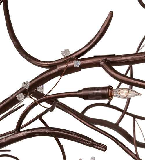 Meyda Lighting Winter Solstice 60" 11-Light Mahogany Bronze Island Chandelier With Clear Tulip Shade Glass