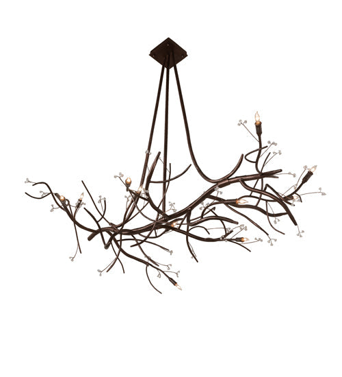 Meyda Lighting Winter Solstice 60" 11-Light Mahogany Bronze Island Chandelier With Clear Tulip Shade Glass