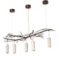 Meyda Lighting Winter Solstice 60" 5-Light LED Dark Burnished Antique Copper Cilindro Island Chandelier With Whitestone Idalight Shade