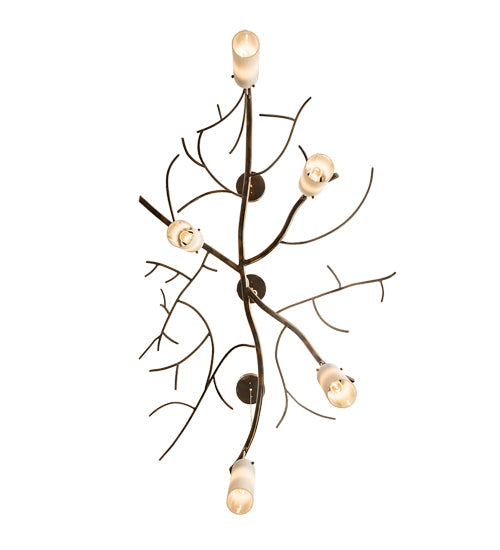 Meyda Lighting Winter Solstice 60" 5-Light LED Dark Burnished Antique Copper Cilindro Island Chandelier With Whitestone Idalight Shade