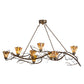 Meyda Lighting Winter Solstice 61" 8-Light Burnished Antique Copper Delta Jadestone Island Chandelier With Multi-Colored Jadestone Shade