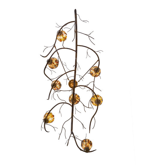 Meyda Lighting Winter Solstice 61" 8-Light Burnished Antique Copper Delta Jadestone Island Chandelier With Multi-Colored Jadestone Shade