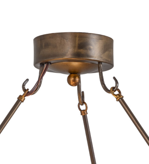 Meyda Lighting Winter Solstice 61" 8-Light Burnished Antique Copper Delta Jadestone Island Chandelier With Multi-Colored Jadestone Shade