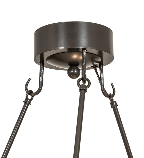 Meyda Lighting Winter Solstice 61" 8-Light Timeless Bronze & Dark Burnished Antique Copper Delta Chandelier With Amber & Beige Jadestone Shade