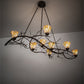 Meyda Lighting Winter Solstice 61" 8-Light Timeless Bronze & Dark Burnished Antique Copper Delta Chandelier With Amber & Beige Jadestone Shade
