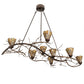 Meyda Lighting Winter Solstice 61" 8-Light Timeless Bronze & Dark Burnished Antique Copper Delta Chandelier With Amber & Beige Jadestone Shade