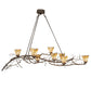 Meyda Lighting Winter Solstice 61" 8-Light Timeless Bronze & Dark Burnished Antique Copper Delta Chandelier With Amber & Beige Jadestone Shade