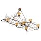 Meyda Lighting Winter Solstice 61" 8-Light Timeless Bronze & Dark Burnished Antique Copper Delta Chandelier With Amber & Beige Jadestone Shade