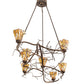 Meyda Lighting Winter Solstice 61" 8-Light Timeless Bronze & Dark Burnished Antique Copper Delta Chandelier With Amber & Beige Jadestone Shade