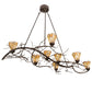 Meyda Lighting Winter Solstice 61" 8-Light Timeless Bronze & Dark Burnished Antique Copper Delta Chandelier With Amber & Beige Jadestone Shade