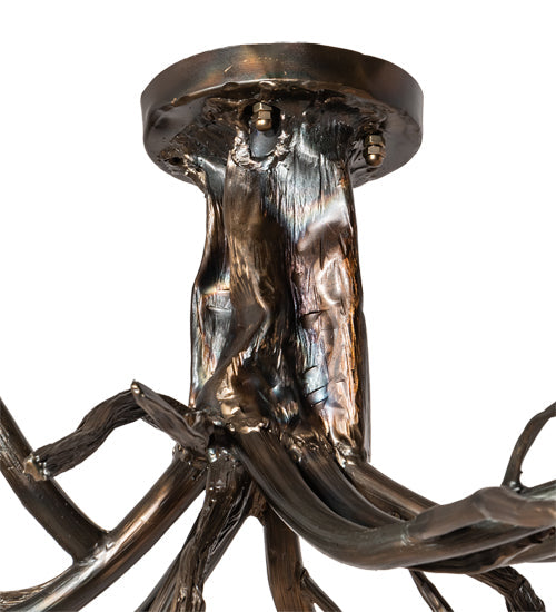 Meyda Lighting Winter Solstice 70" 8-Light Dark Burnished Antique Copper Cilindro Chandelier With Whitestone Idalight Shade