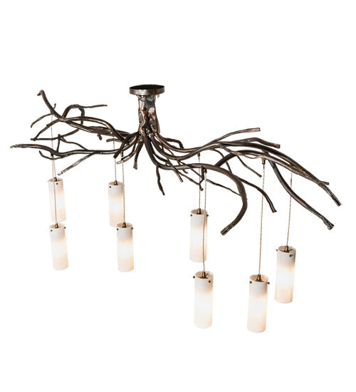 Meyda Lighting Winter Solstice 70" 8-Light Dark Burnished Antique Copper Cilindro Chandelier With Whitestone Idalight Shade
