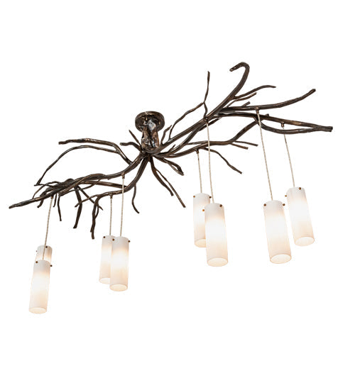 Meyda Lighting Winter Solstice 70" 8-Light Dark Burnished Antique Copper Cilindro Chandelier With Whitestone Idalight Shade