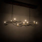 Meyda Lighting Winter Solstice 71" 9-Light Dark Burnished Antique Copper & Natural Wood Island Chandelier With Amber Faux Candlelight