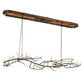 Meyda Lighting Winter Solstice 71" 9-Light Dark Burnished Antique Copper & Natural Wood Island Chandelier With Amber Faux Candlelight