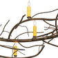 Meyda Lighting Winter Solstice 71" 9-Light Dark Burnished Antique Copper & Natural Wood Island Chandelier With Amber Faux Candlelight