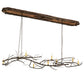 Meyda Lighting Winter Solstice 71" 9-Light Dark Burnished Antique Copper & Natural Wood Island Chandelier With Amber Faux Candlelight