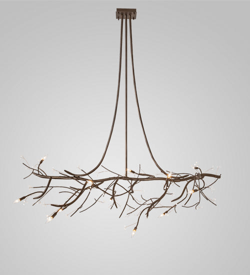 Meyda Lighting Winter Solstice 72" 11-Light Tyle Bronze Budding Chandelier With Clear Tulip Buds Shade Glass