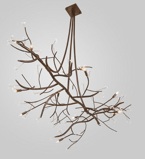 Meyda Lighting Winter Solstice 72" 11-Light Tyle Bronze Budding Chandelier With Clear Tulip Buds Shade Glass
