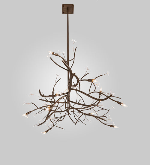 Meyda Lighting Winter Solstice 72" 11-Light Tyle Bronze Budding Chandelier With Clear Tulip Buds Shade Glass
