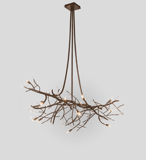 Meyda Lighting Winter Solstice 72" 11-Light Tyle Bronze Budding Chandelier With Clear Tulip Buds Shade Glass