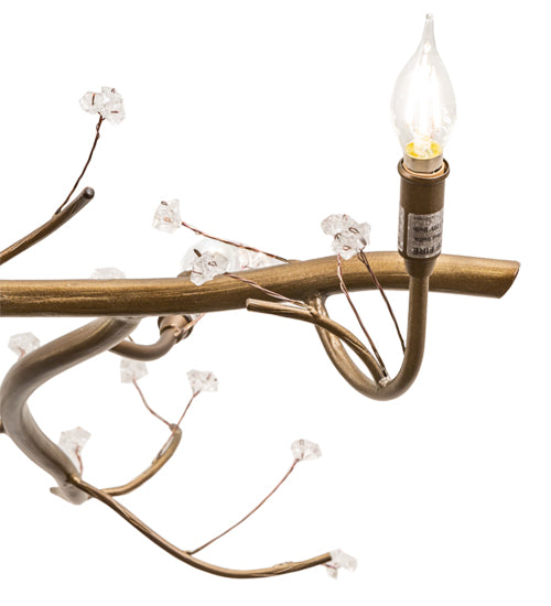 Meyda Lighting Winter Solstice 72" 12-Light Antique Hammer Gold Budding Chandelier With Clear Tulip Buds Shade Glass