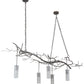 Meyda Lighting Winter Solstice 72" 5-Light Nickel Cilindro Island Chandelier With Frosted Clear Shade Glass