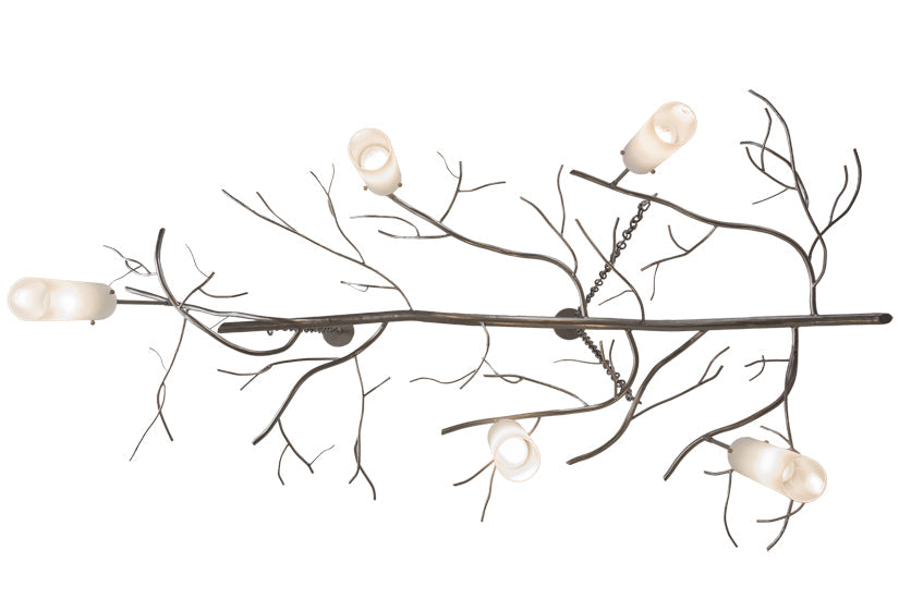 Meyda Lighting Winter Solstice 72" 5-Light Nickel Cilindro Island Chandelier With Frosted Clear Shade Glass