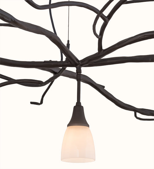 Meyda Lighting Winter Solstice 72" 5-Light Oil Rubbed Bronze Revival Island Chandelier With White Opal Shade Glass
