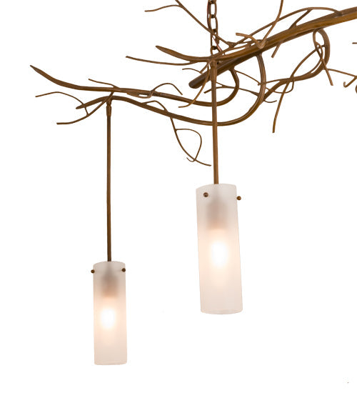 Meyda Lighting Winter Solstice 72" 5-Light Rustic Iron Cilindro Chandelier With Frosted Clear Cylinders Shade
