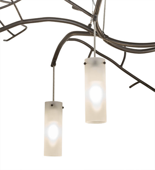 Meyda Lighting Winter Solstice 72" 5-Light Timeless Bronze Cilindro Chandelier With Frosted Clear Shade Glass