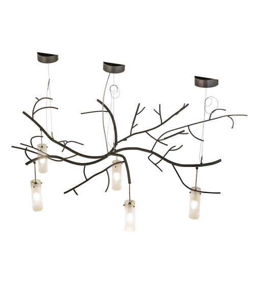 Meyda Lighting Winter Solstice 72" 5-Light Timeless Bronze Cilindro Chandelier With Frosted Clear Shade Glass