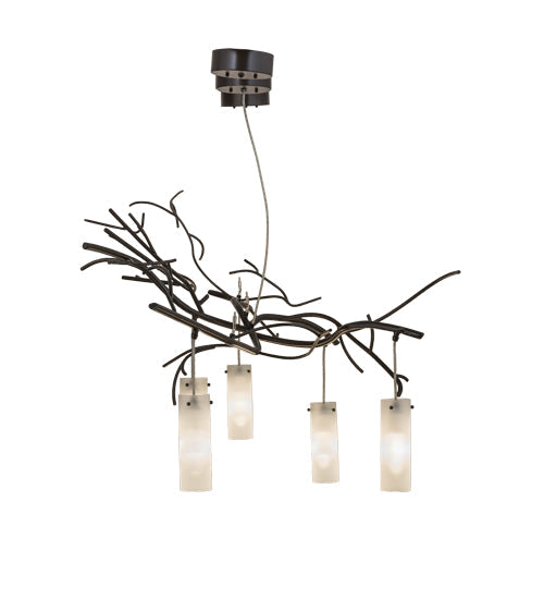 Meyda Lighting Winter Solstice 72" 5-Light Timeless Bronze Cilindro Chandelier With Frosted Clear Shade Glass