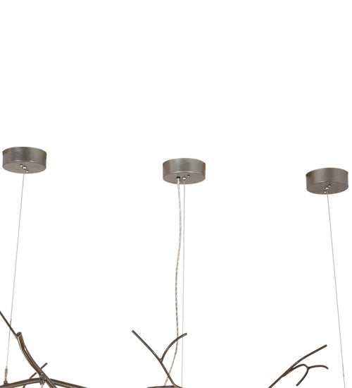 Meyda Lighting Winter Solstice 72" 5-Light Timeless Bronze Cilindro Island Chandelier With Frosted Clear Shade Glass