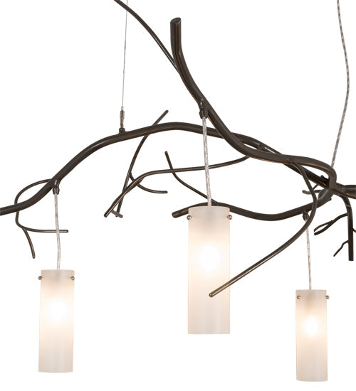 Meyda Lighting Winter Solstice 72" 5-Light Timeless Bronze Cilindro Island Chandelier With Frosted Clear Shade Glass