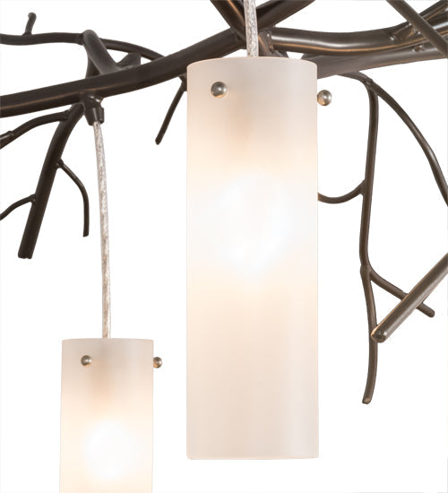 Meyda Lighting Winter Solstice 72" 5-Light Timeless Bronze Cilindro Island Chandelier With Frosted Clear Shade Glass