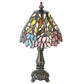 Meyda Lighting Wisteria 13" Mahogany Bronze Mini Table Lamp With Multi-Colored Shade Glass