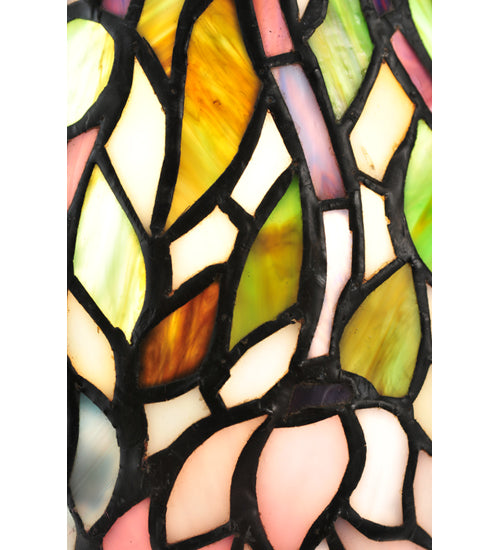 Meyda Lighting Wisteria 13" Mahogany Bronze Mini Table Lamp With Multi-Colored Shade Glass