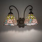 Meyda Lighting Wisteria 17" 2-Light Mahogany Bronze Wall Sconce With Multi-Colored Shade Glass
