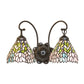 Meyda Lighting Wisteria 17" 2-Light Mahogany Bronze Wall Sconce With Multi-Colored Shade Glass