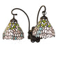 Meyda Lighting Wisteria 17" 2-Light Mahogany Bronze Wall Sconce With Multi-Colored Shade Glass