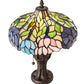 Meyda Lighting Wisteria 17" Mahogany Bronze Table Lamp With Multi-Colored Stained Shade Glass