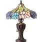 Meyda Lighting Wisteria 17" Mahogany Bronze Table Lamp With Multi-Colored Stained Shade Glass