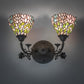 Meyda Lighting Wisteria 18" 2-Light Mahogany Bronze Wall Sconce With Multi-Colored Shade Glass