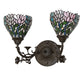 Meyda Lighting Wisteria 18" 2-Light Mahogany Bronze Wall Sconce With Multi-Colored Shade Glass