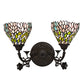Meyda Lighting Wisteria 18" 2-Light Mahogany Bronze Wall Sconce With Multi-Colored Shade Glass