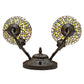 Meyda Lighting Wisteria 18" 2-Light Mahogany Bronze Wall Sconce With Multi-Colored Shade Glass
