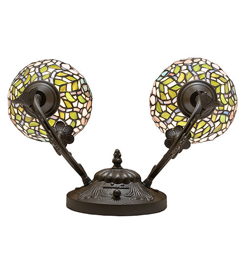 Meyda Lighting Wisteria 18" 2-Light Mahogany Bronze Wall Sconce With Multi-Colored Shade Glass